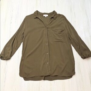 Bohme Khaki Olive Button-Down Blouse Sz M
